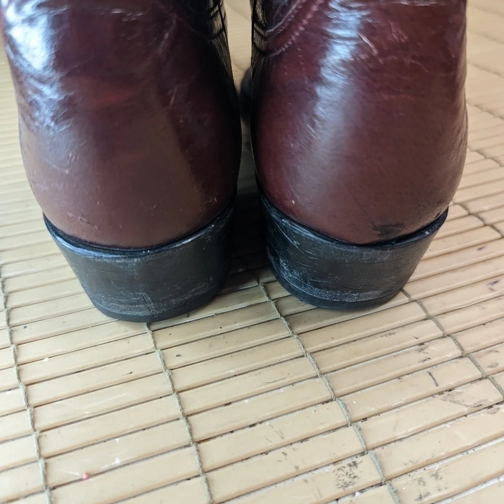 Larry Mahan vintage 1981 men's sz 9D Burgundy red leather Cowboy Western Boots